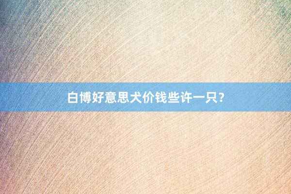 白博好意思犬价钱些许一只？